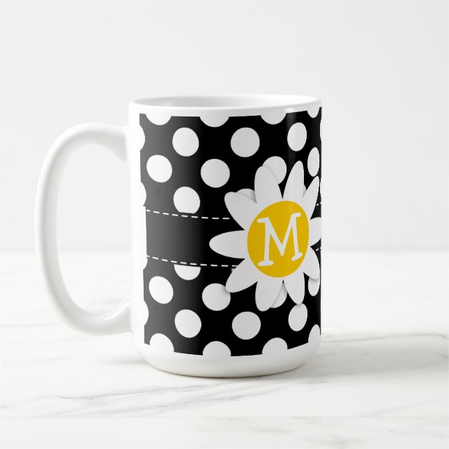 Mug Marguerite sur le pois noir et blanc (Gauche)