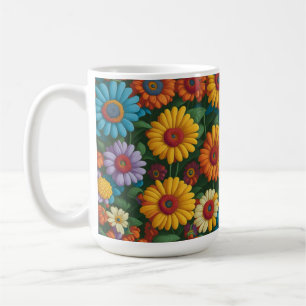 Mug Marguerites colorées de style les années 70 rétro