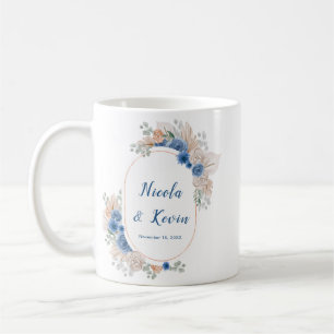 Mug Mariage à l'herbe de Pampas Bleu Boho