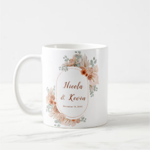 Mug Mariage à l'herbe de Pampas en terre cuite Boho