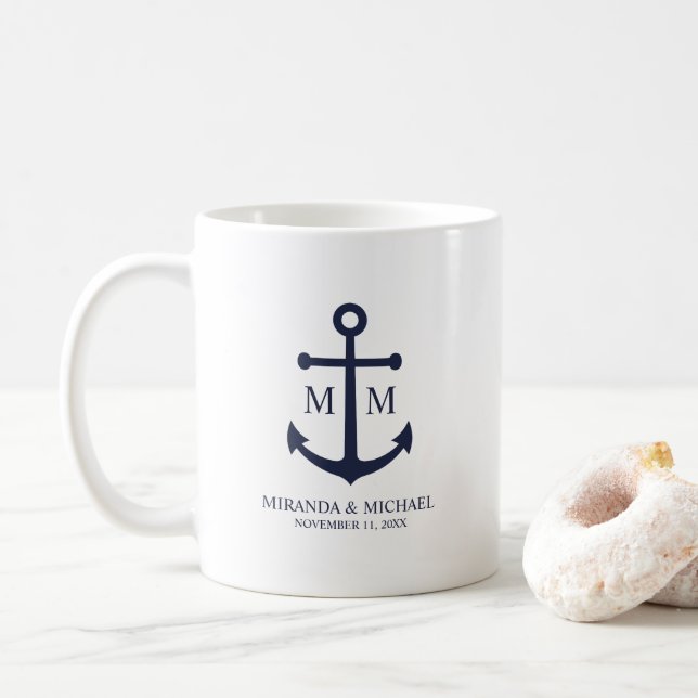 Mug Mariage Ancre bleu marine (Avec donut)