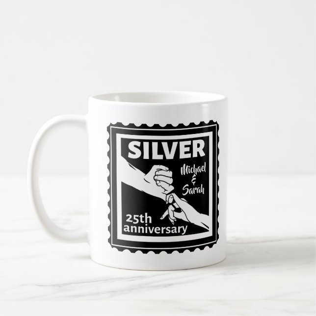 Mug Mariage anniversaire 25 ans argent (Gauche)