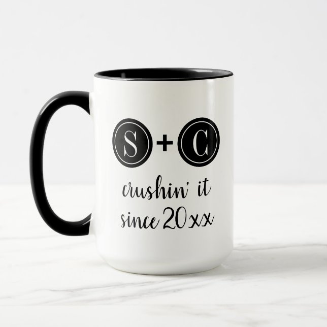 Mug Mariage | Anniversaire Monogramme Initiales Couple (Gauche)