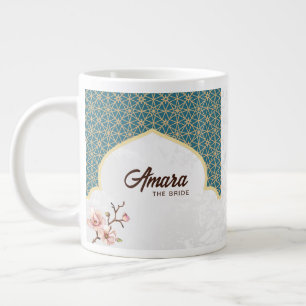 Mug Mariage Arabesque Élégant   Sarcelle Profond e