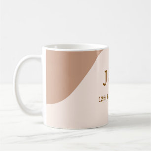 Mug Mariage beige bohème incurvé nom date orange
