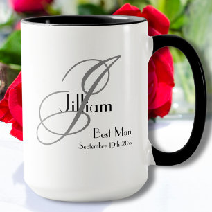 Mug Mariage Best Man Cadeau Rustique Monogramme Nom in
