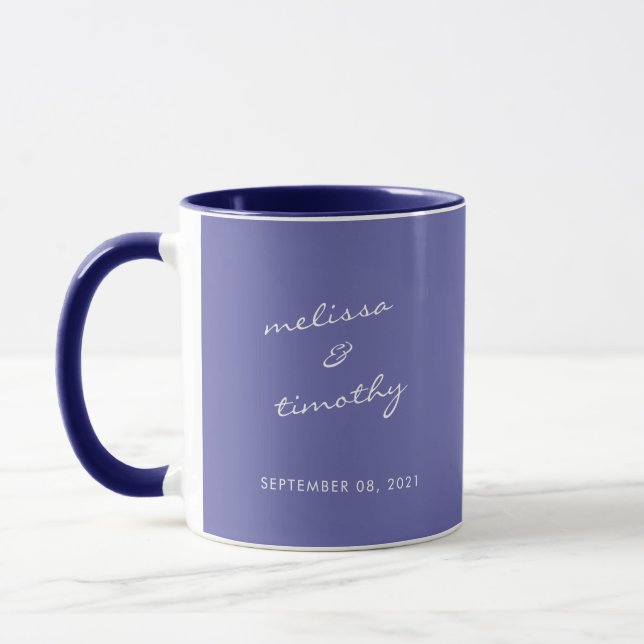 Mug Mariage bleu périphérique minimaliste simple (Gauche)