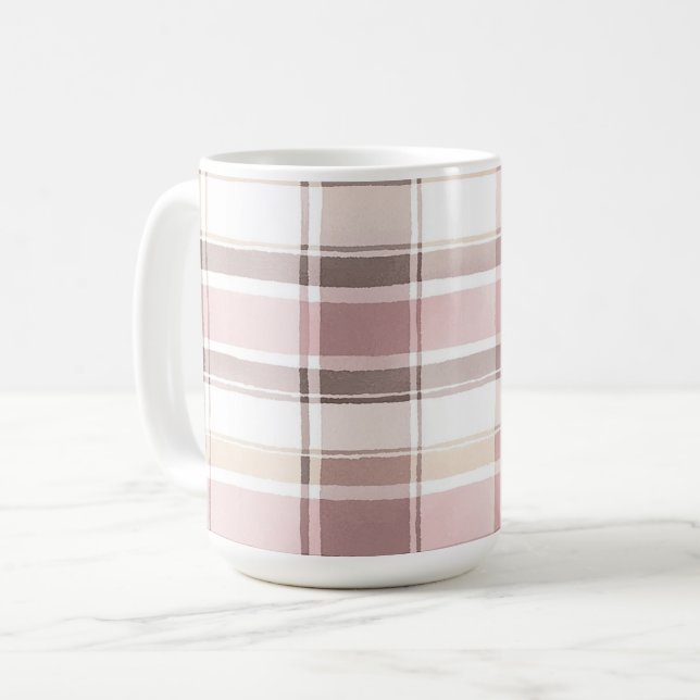 Mug Mariage Blush Rose Crème Brun Rayures (Devant gauche)