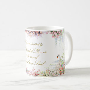 Mug mariage chic calligraphié cygne floral shower de m