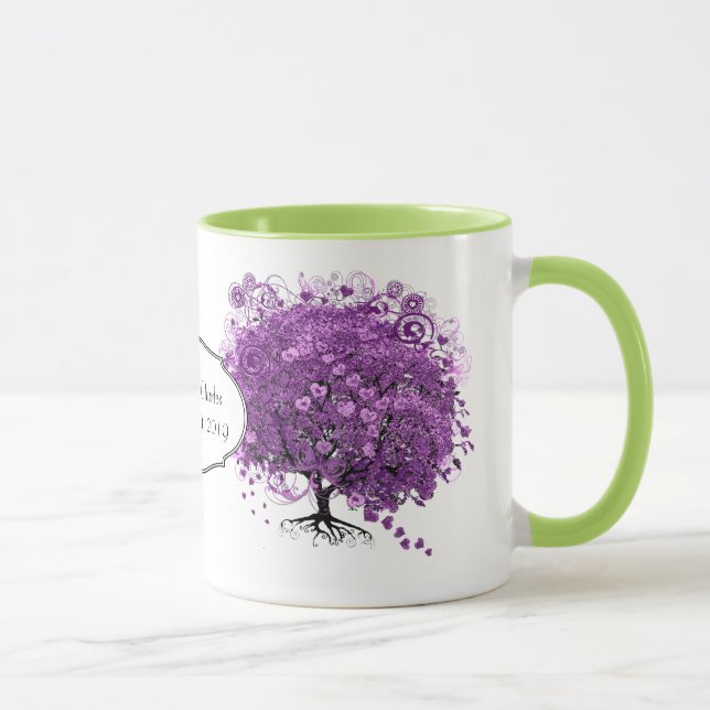 Mug Mariage de feuille de coeur pourpre de forêt (Droite)