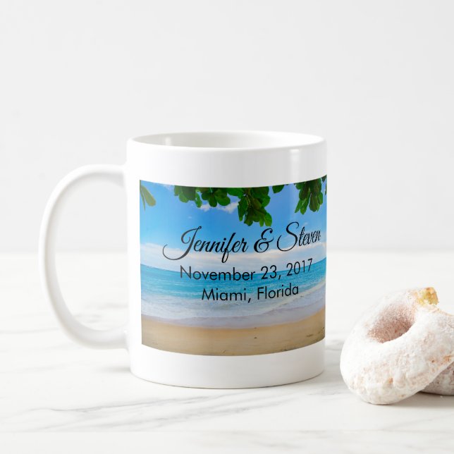 Mug Mariage de l'île de vacances Tropical Beach (Avec donut)