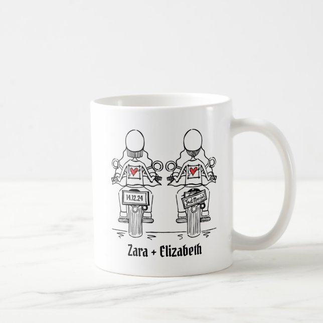 Mug Mariage de moto de deux mariées sur mesure (Droite)