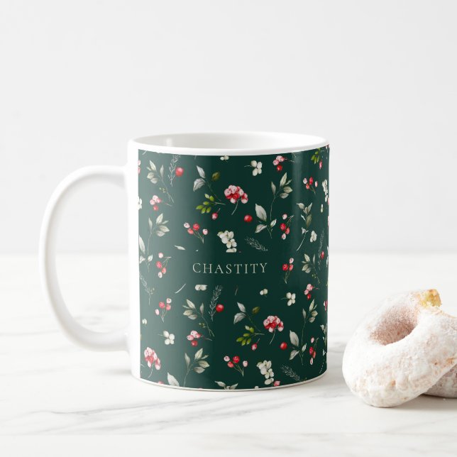 Mug Mariage de Noël avec Bouquet de Berry Rouge (Avec donut)