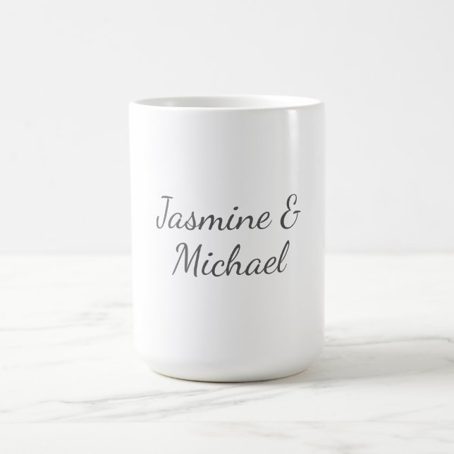 Mug Mariage de Noms de Couple de Calligraphie Chic Ado (Centre)