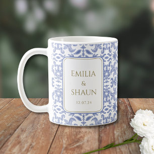 Mug Mariage de style Dusty Blue et White Vintage