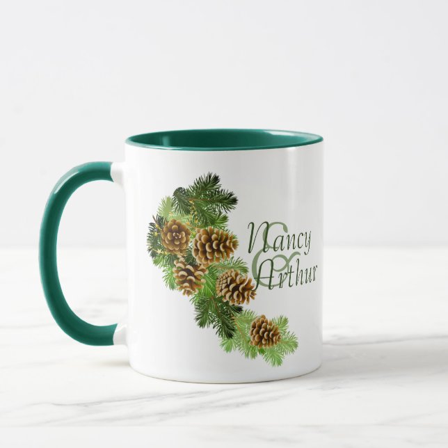 Mug Mariage des cônes de pin d'hiver (Gauche)