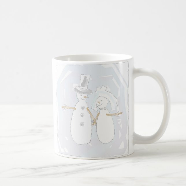 Mug Mariage d'hiver Mariée et mariée de Snowman (Droite)