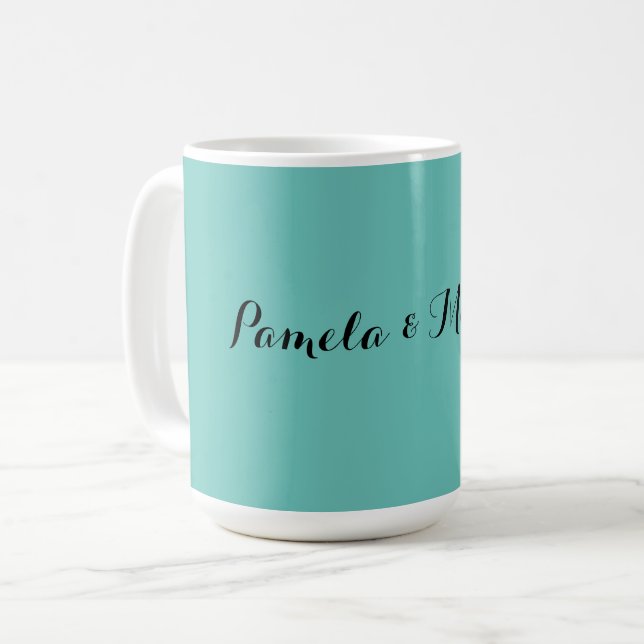 Mug Mariage Élégant minimaliste classique bleu (Devant gauche)
