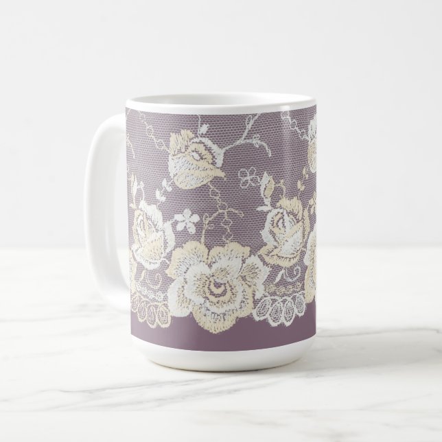 Mug Mariage Fleur Orchidée Violet Romantique (Devant gauche)