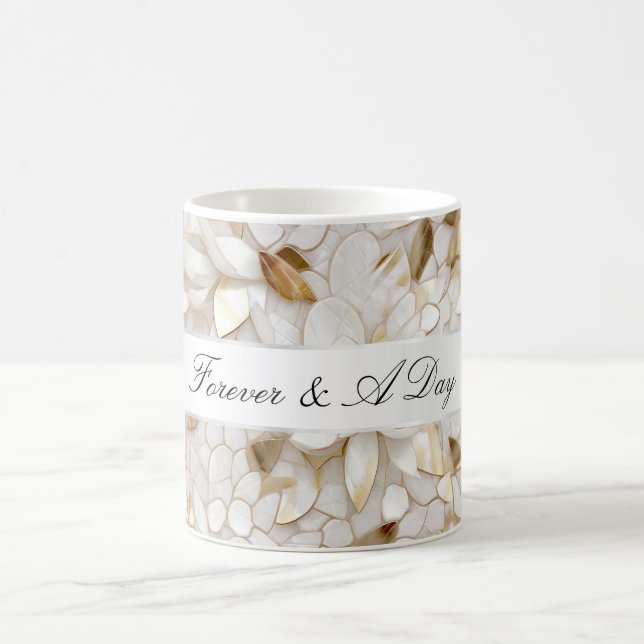 Mug Mariage Fleurs de Lotus Blanches Glam Or Chic (Centre)