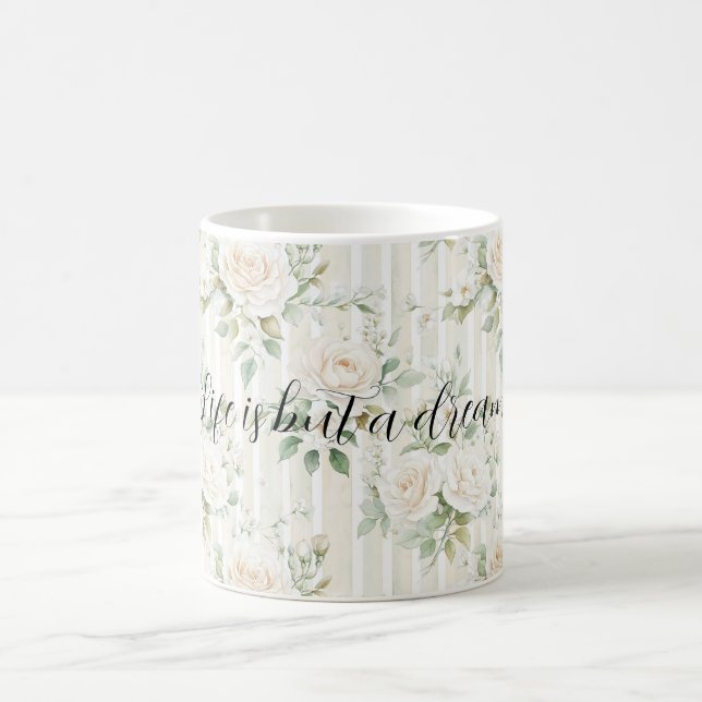 Mug Mariage Fleurs de roses crème romantiques Fête de  (Centre)