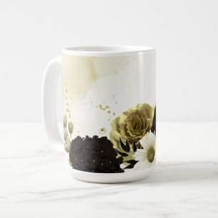Mug Mariage fleurs dorées ivoire marron Incroyable
