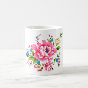 Mug Mariage floral Peony rose bouquet de fleurs
