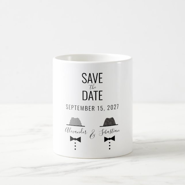 Mug Mariage Gay Simple Enregistrer La Date Invitation (Centre)