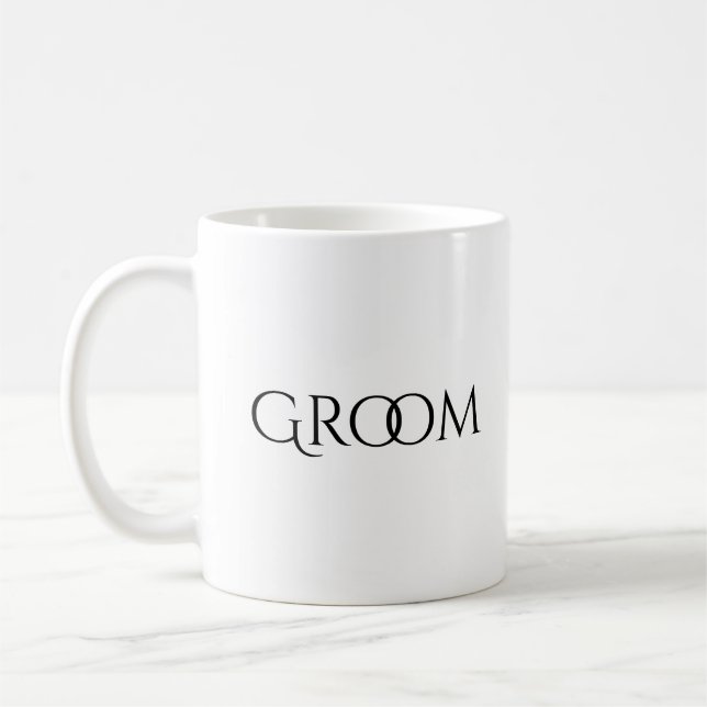 Mug Mariage Groom White Black Typographie (Gauche)