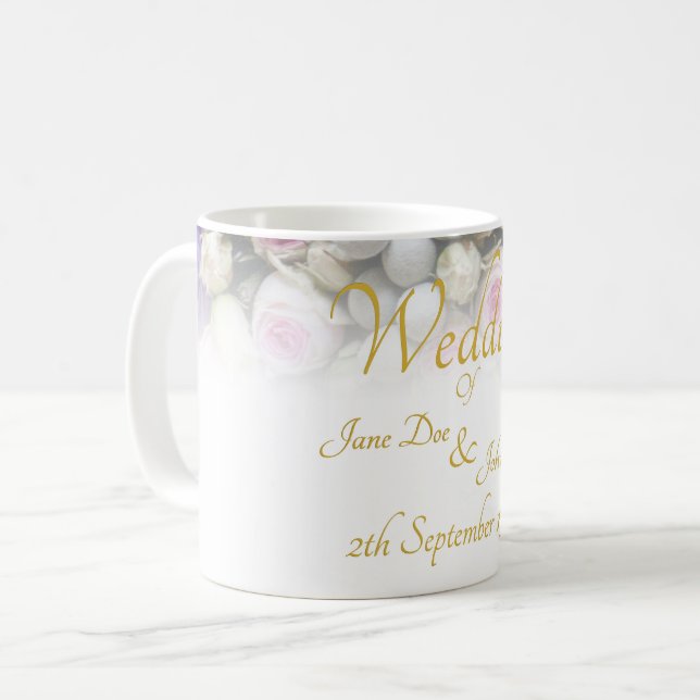 Mug mariage - Mariée avec bouquet mariage coloré (Devant gauche)