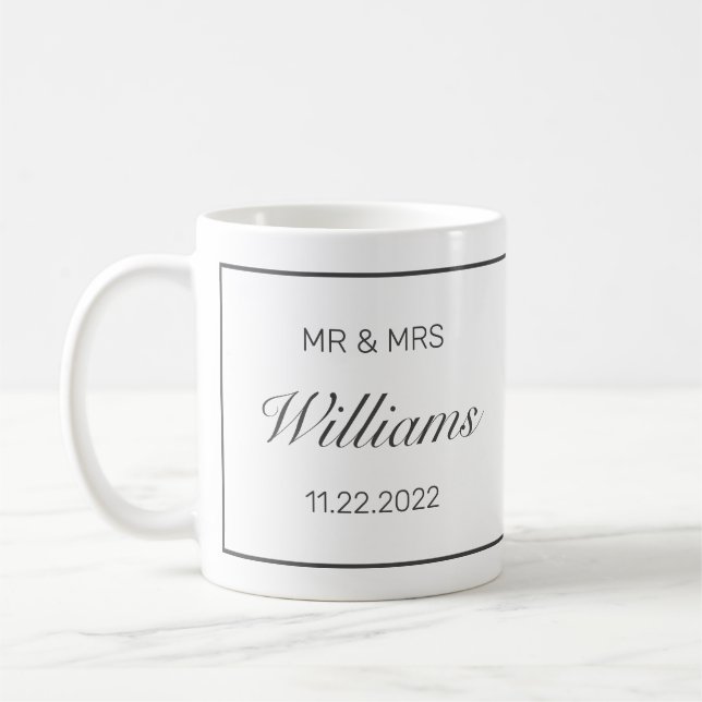 Mug Mariage minimaliste moderne M. Mme (Gauche)
