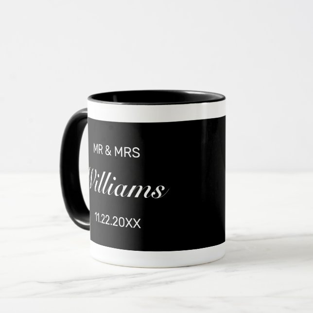 Mug Mariage minimaliste moderne M. Mme (Devant gauche)
