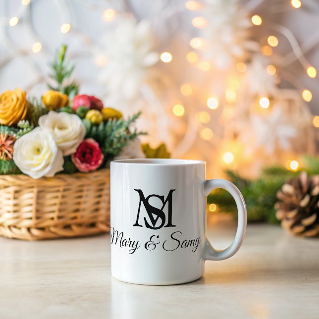 Mug Mariage Monogram Elegant Simple chic (Créateur téléchargé)
