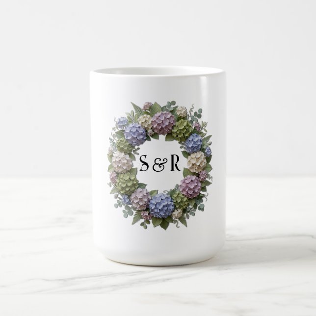 Mug Mariage Monogramme Hydrangea (Centre)