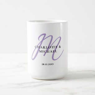 Mug Mariage monogramme simple, élégant