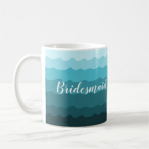Mug Mariage plage Vagues Bleues Bridesmaid avec nom