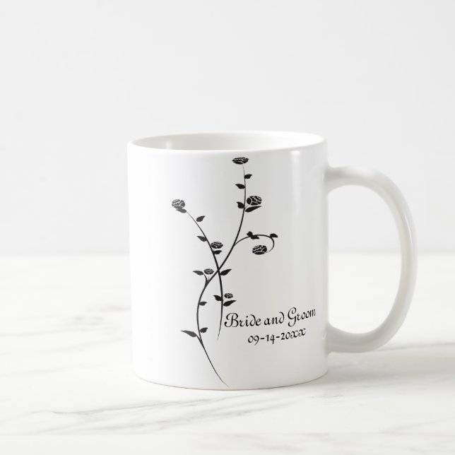 Mug Mariage Roses noir et blanc (Droite)