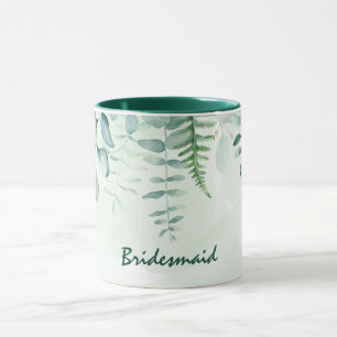 Mug Mariage vert vert d'eucalyptus de Bridesmaid