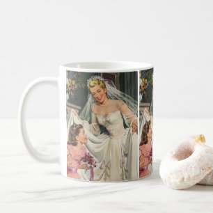 Mug Mariage vintage, Mariée rétro avec Flower Girl