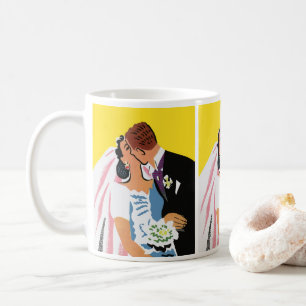 Mug Mariage Vintage, Mariés s'embrassant