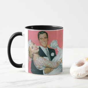 Mug Mariage vintage Nouveaux mariés, mariée porteuse