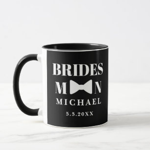 Mug marié élégant noir blanc nœud papillon mariage chi