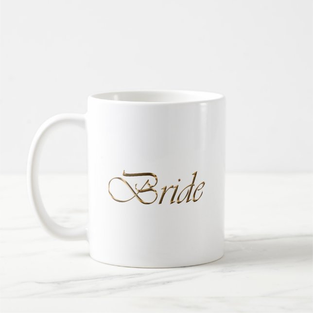 Mug Mariée, écriture or élégant chic blanc (Gauche)