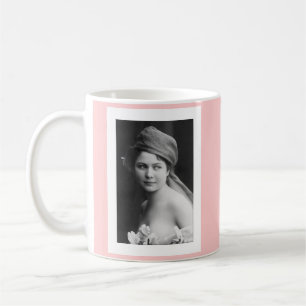 Mug mariée victorienne noir et blanc, fleurs port doux