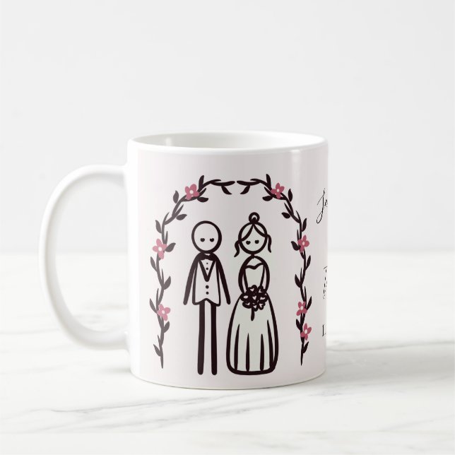 Mug Mariés personnalisés en bonhomme allumette pour ma (Gauche)