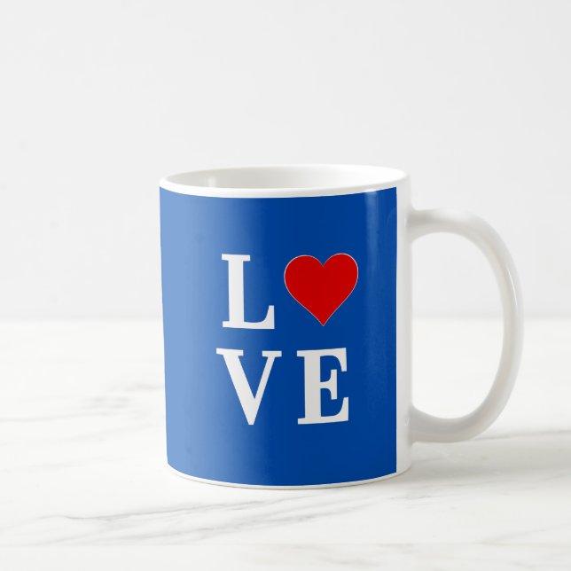 Mug Marine Bleu AMOUR Rétro élégant (Droite)