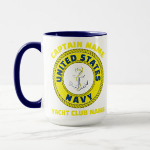 Mug Marine bleu Ancre capitaine nautique voile été