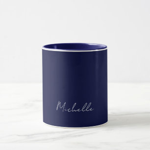 Mug Marine Bleu Couleur Plaque Moderne Nom Propre Call