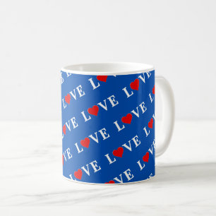 Mug Marine Blue LOVE Retro Élégant