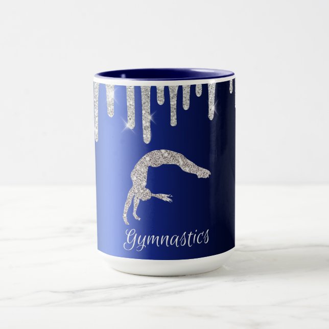 Mug Marine Blue Metallic Argent Sparkle Gymnastique (Centre)